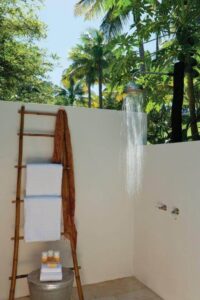 Bathroom Opens Up Completely To An Outdoor Shower Within Private Garden Courtyard_Dolphin Island - Fiji